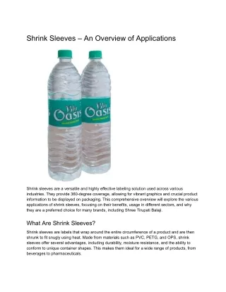 Shrink Sleeves – An Overview of Applications