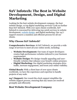 S2V Infotech: The Best in Website Development, Design, and Digital Marketing