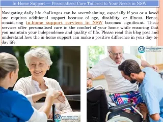 In-Home Support — Personalised Care Tailored to Your Needs in NSW