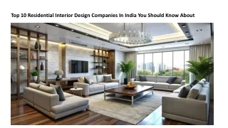 Top 10 Residential Interior Design Companies In India You Should Know About