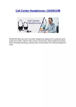 Call Center Headphones | DASSCOM