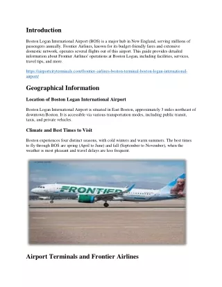 Frontier Airlines at Boston Logan International Airport (BOS) Comprehensive Guide