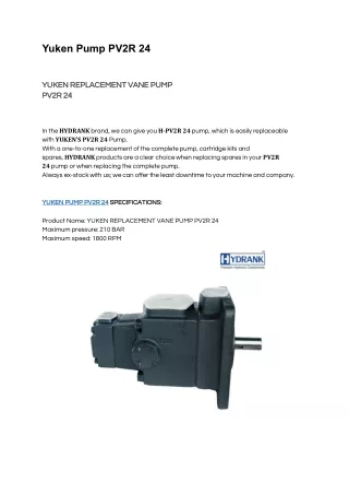 Yuken Pump PV2R 24 | Shriank