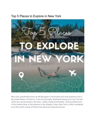 Top 5 Places to Explore in New York