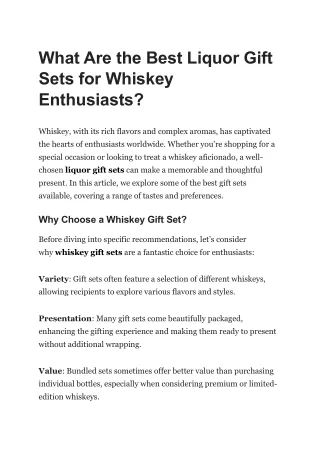 What Are the Best Liquor Gift Sets for Whiskey Enthusiasts