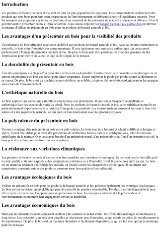 Les avantages d'un présentoir en bois pour les produits de beauté naturels et bi
