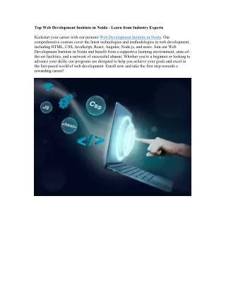 Top Web Development Institute in Noida - Learn from Industry Experts