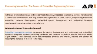 Pioneering Innovation: The Power of Embedded Engineering Services