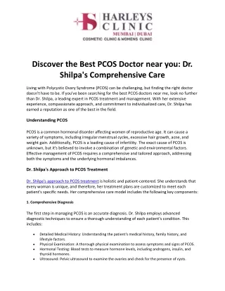 Discover the Best PCOS Doctor near you - Dr Shilpa