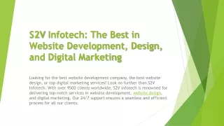 S2V Infotech: The Best in Website Development, Design, and Digital Marketing