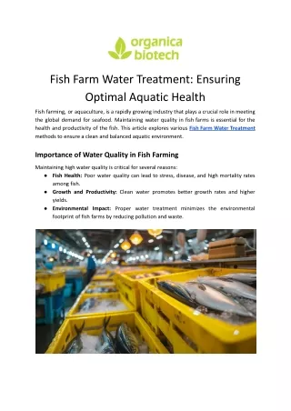 Fish Farm Water Treatment