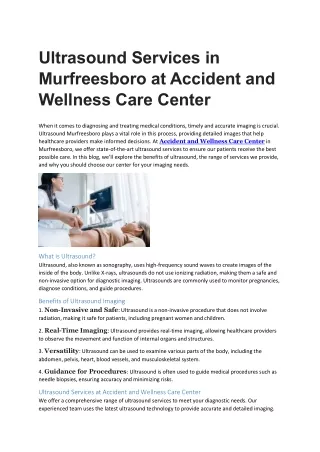 Ultrasound Services in Murfreesboro at Accident and Wellness Care Center