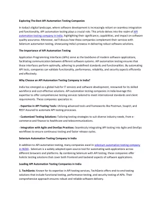 Exploring The Best API Automation Testing Companies