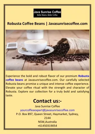 Robusta Coffee Beans  Javasunrisecoffee.com