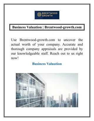 Business Valuation | Brentwood-growth.com