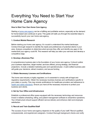 Everything You Need to Start Your Home Care Agency