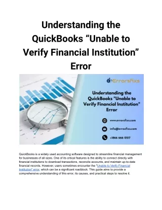 Understanding the QuickBooks “Unable to Verify Financial Institution” Error