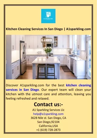 Kitchen Cleaning Services In San Diego  A1sparkling.com