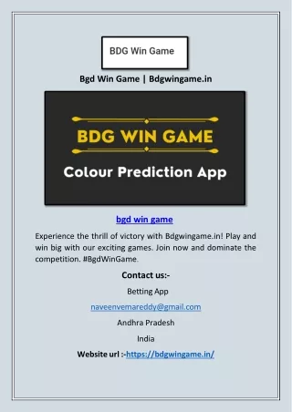 Bgd Win Game | Bdgwingame.in