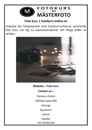 Foto kurs | Fotokurs-online.se