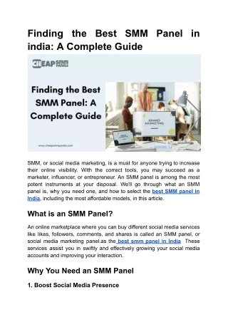 Finding the Best SMM Panel in india- A Complete Guide