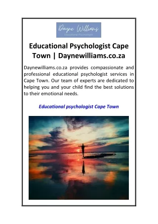 Educational Psychologist Cape Town  Daynewilliams.co.za