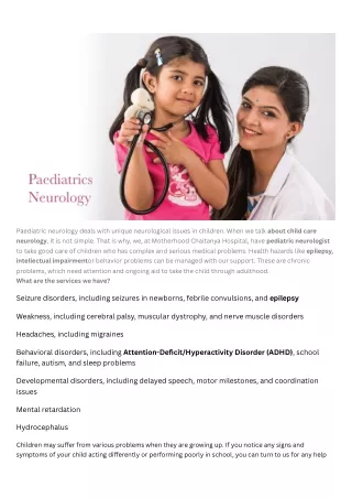 PaediatTop Paediatric Neurologist in Sector-44C, Chandigarh: Experric neurology