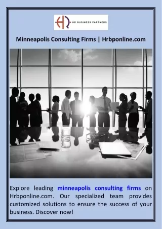 Minneapolis Consulting Firms  Hrbponline.com
