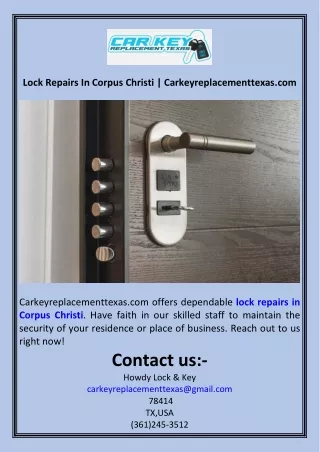 Lock Repairs In Corpus Christi  Carkeyreplacementtexas.com