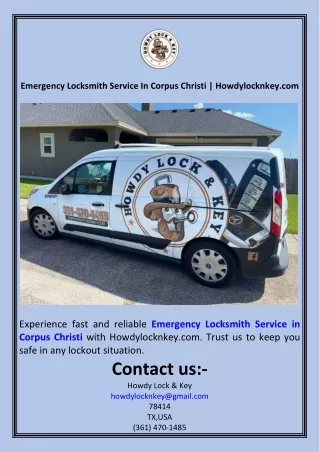 Emergency Locksmith Service In Corpus Christi  Howdylocknkey.com