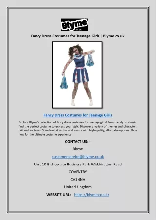 Fancy Dress Costumes for Teenage Girls | Blyme.co.uk