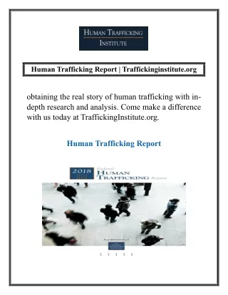 Human Trafficking Report | Traffickinginstitute.org