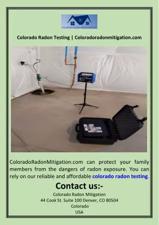 Colorado Radon Testing  Coloradoradonmitigation.com