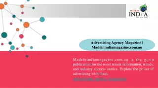 Advertising Agency Magazine  Madeinindiamagazine.com.au