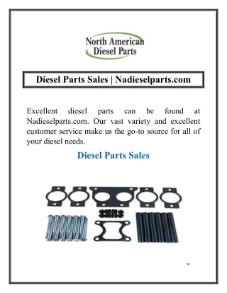 Diesel Parts Sales | Nadieselparts.com