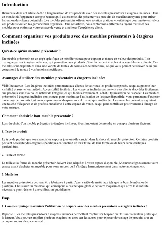 Comment organiser vos produits avec des meubles présentoirs à étagères inclinées
