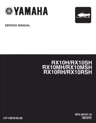 2005 YAMAHA RX10GTL  RX10ML  RXW10L SNOWMOBILE Service Repair Manual