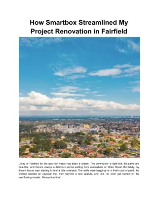 How Smartbox Streamlined My Project Renovation in Fairfield