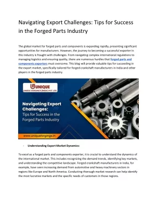 Navigating Export Challenges_ Tips for Success in the Forged Parts Industry