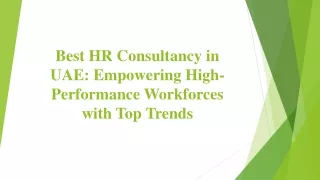 Best HR Consultancy in UAE_ Empowering High-Performance Workforces with Top Trends