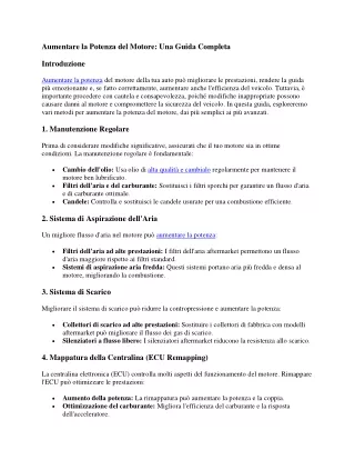 aumentare potenza motore