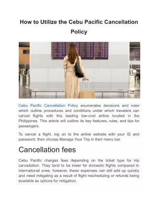 How to Utilize the Cebu Pacific Cancellation Policy