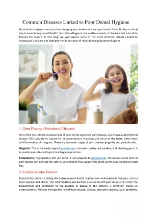 Common Diseases Linked to Poor Dental Hygiene