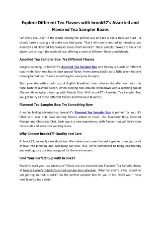 Explore Different Tea Flavors with brook37's Assorted and Flavored Tea Sampler B