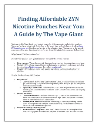 Finding Affordable ZYN Nicotine Pouches Near You A Guide by The Vape Giant