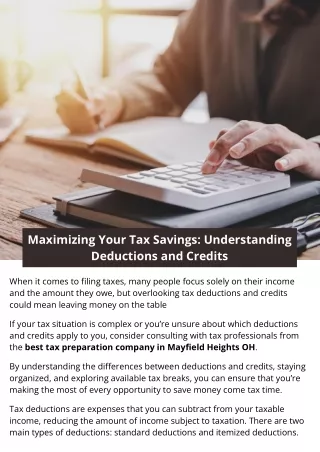 Maximizing Your Tax Savings: Understanding Deductions and Credits