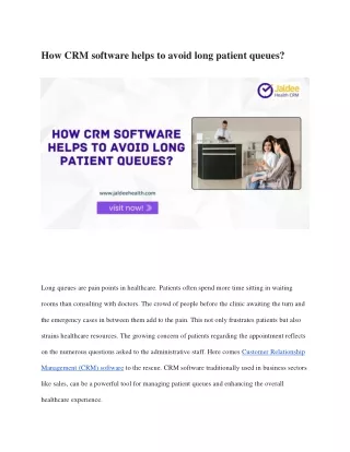 How CRM software helps to avoid long patient queues