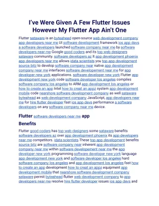 I’ve Were Given A Few Flutter Issues However My Flutter App Ain’t One.docx