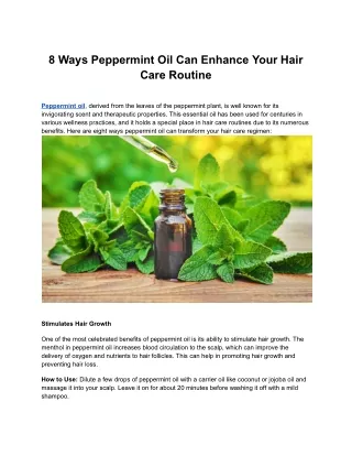 8 Ways Peppermint Oil Can Enhance Your Hair Care Routine