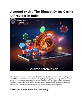 diamond exch _ The Biggest Online Casino ID Provider in India